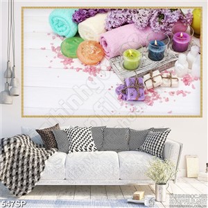 Tranh đẹp in wall nến và khăn  hoa