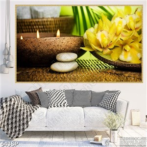 Tranh hoa lan vàng ánh nến nhỏ in uv