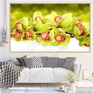 Tranh in wall hoa lan xanh tươi mát