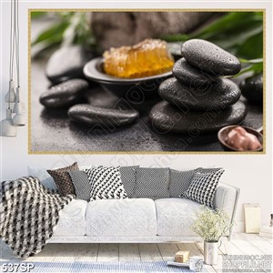 Tranh đẹp in spa đá cuội đen thư giãn