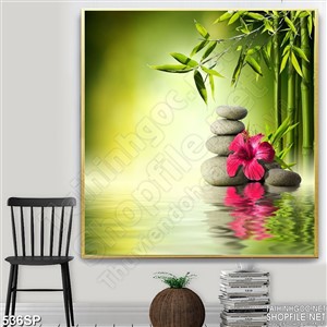 Tranh in uv hoa lan và đá cuội