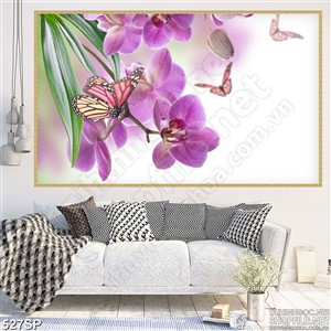 Tranh nhành hoa lan đẹp in wall
