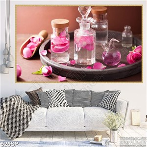 Tranh spa lọ tinh dầu thơm hoa hồng