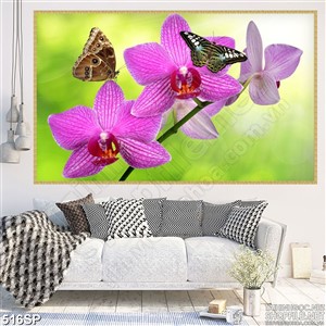 Tranh bãi biển xanh và ly nước cam thư giãn