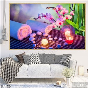 Tranh đẹp in spa về hoa và nến