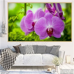 Tranh hoa lan tím đẹp in tường
