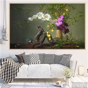 Tranh nghệ thuật rồng và hoa