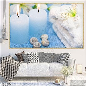 Tranh nến xanh thơm và hoa