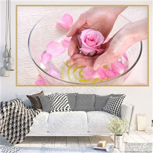 Tranh chậu hoa hồng đẹp spa