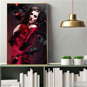 Tranh khổ dọc cô nàng váy đỏ