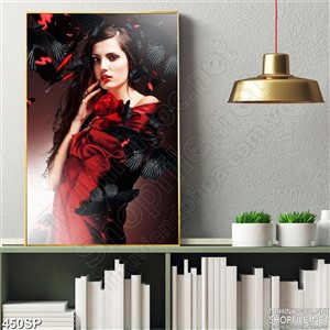 Tranh cô gái 3D và bướm đêm