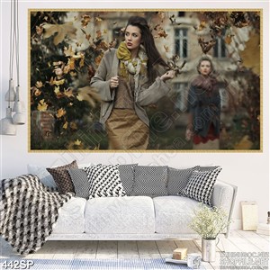 Tranh in uv cô gái mùa thu