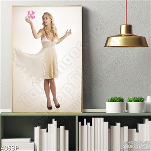 Tranh 3D cô gái váy trắng