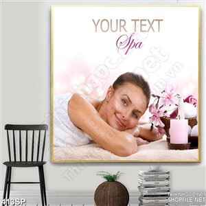 Tranh in uv cô gái bên hoa lili hồng