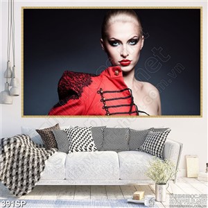 Tranh spa đẹp cô gái áo đỏ