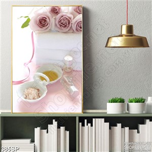 Tranh in mới nhất hoa hồng trắng phớt tím và tinh dầu