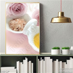 Tranh khổ dọc hoa hồng tím trang trí spa