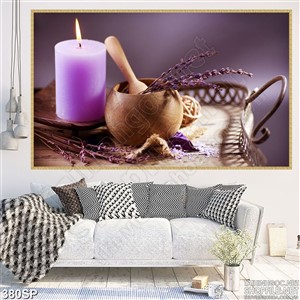 Tranh spa cành hoa lavender tím