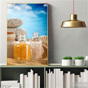 Tranh spa chai muối khoáng thư giãn