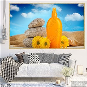 Tranh spa đẹp bầu trời và hoa