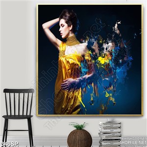 Tranh in 3D nghệ thuật sơn tạ cô gái