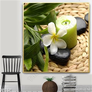 Tranh spa nến thơm xanh thư giãn