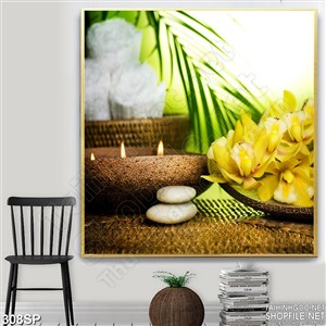 Tranh in spa hoa lan vàng đẹp