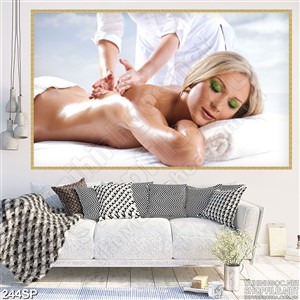 Tranh cô gái massage in uv