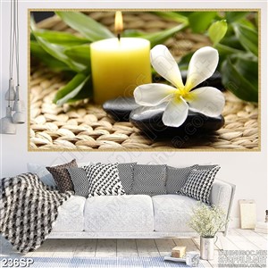Tranh spa đẹp nến thơm và hoa