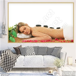 Tranh in canvas cô gái massage đá nóng
