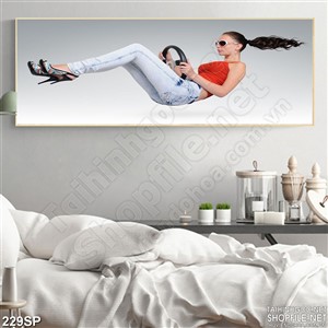 Tranh nghệ thuật 3D cô gái lái oto