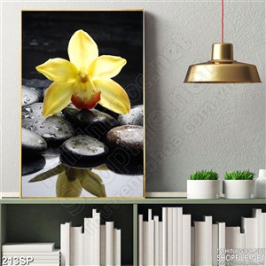 Tranh cành hoa lan vàng in uv