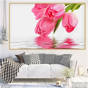 Tranh hoa tulip hồng tinh khiết
