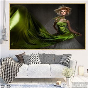 Tranh nghệ thuật cô gái váy xanh