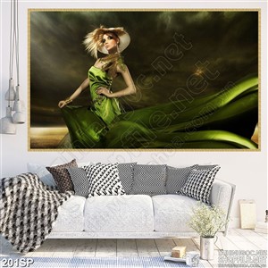 Tranh in lụa cô gái dáng đẹp gợi cảm