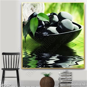 Tranh spa đá cuội đen thư giãn