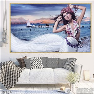 Tranh in uv cô gái và biển