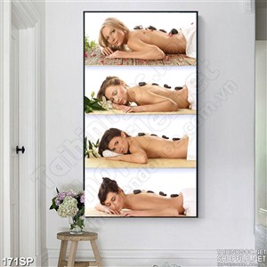 Tranh ghép cô gái massage đá