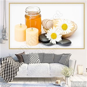 Tranh jpg hình dụng cụ spa mật ong và nến