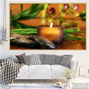 Tranh spa ánh nến vàng thư giãn