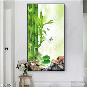 Tranh khổ dọc lá trúc đẹp nhất