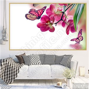 Tranh đẹp hoa lan và bướm