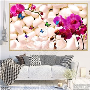 Tranh hoa lan hồng in tường mới nhất