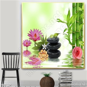 Tranh in spa hoa sen và hoa hồng đẹp