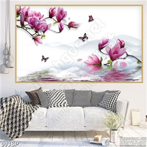 Tranh in tường hoa lan hồng spa