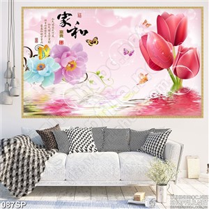 Tranh hoa tulip in wall