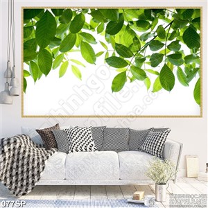 Tranh in tường lá xanh