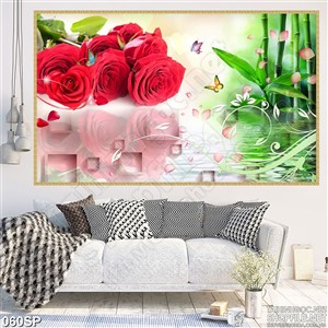 Tranh in spa hoa hồng đỏ