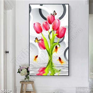 Tranh hoa tulip đẹp in uv