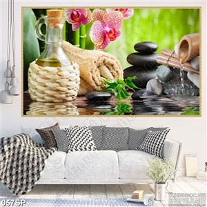 Tranh spa hoa lan và bình oliu